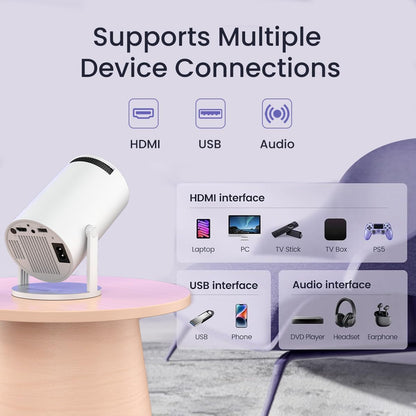 Home 4K & 1080p Support, 270° Rotatable Projector 4000L Android 11 WiFi Bluetooth YouTube PrimeVideo Hotstar Netflix Apps, 720p Native, 150" Max Display