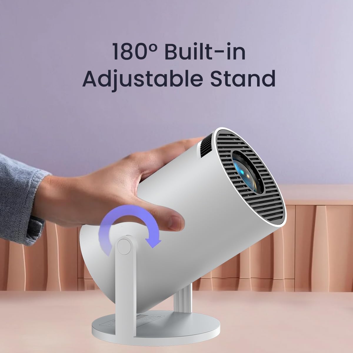 Home 4K & 1080p Support, 270° Rotatable Projector 4000L Android 11 WiFi Bluetooth YouTube PrimeVideo Hotstar Netflix Apps, 720p Native, 150" Max Display
