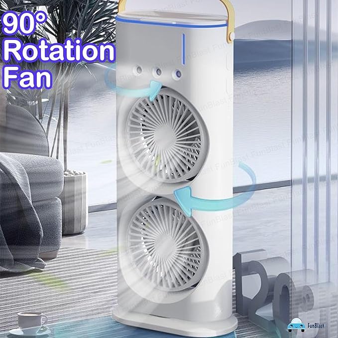 Double Ended Spray Fan, Desk Fan with Mist Spray, Travel Cooler Fan, Water Misting Fan, USB Rechargeable Mini Desktop Table Cooling Fan
