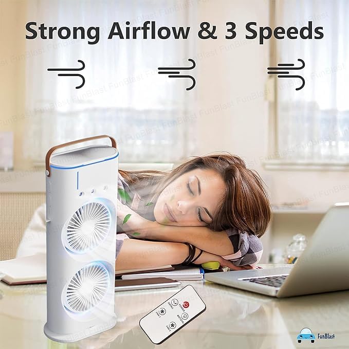 Double Ended Spray Fan, Desk Fan with Mist Spray, Travel Cooler Fan, Water Misting Fan, USB Rechargeable Mini Desktop Table Cooling Fan