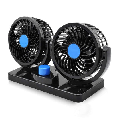 Mitchell 12V DC Electric Car Fan for Dashboard, Double Head Cooling Electric Fan, 360 Degree Rotatable Small Fan for Car with 2 Speed Control, ABS Plastic, Dashboard Fan