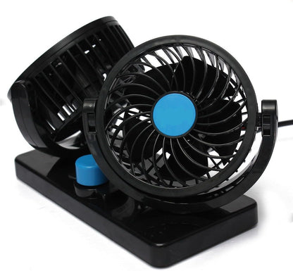 Mitchell 12V DC Electric Car Fan for Dashboard, Double Head Cooling Electric Fan, 360 Degree Rotatable Small Fan for Car with 2 Speed Control, ABS Plastic, Dashboard Fan