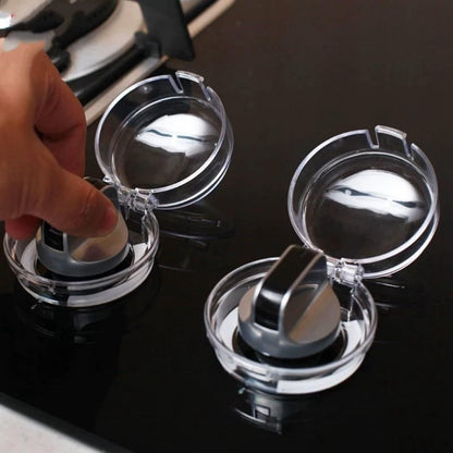 Gas Stove Knob Covers for Child Safety Clear Lock Protector Oven Knobs with Strong Adhesive Toddler Protection Safety, Baby Proof Locks Universal Home Kitchen(Pack of 2)