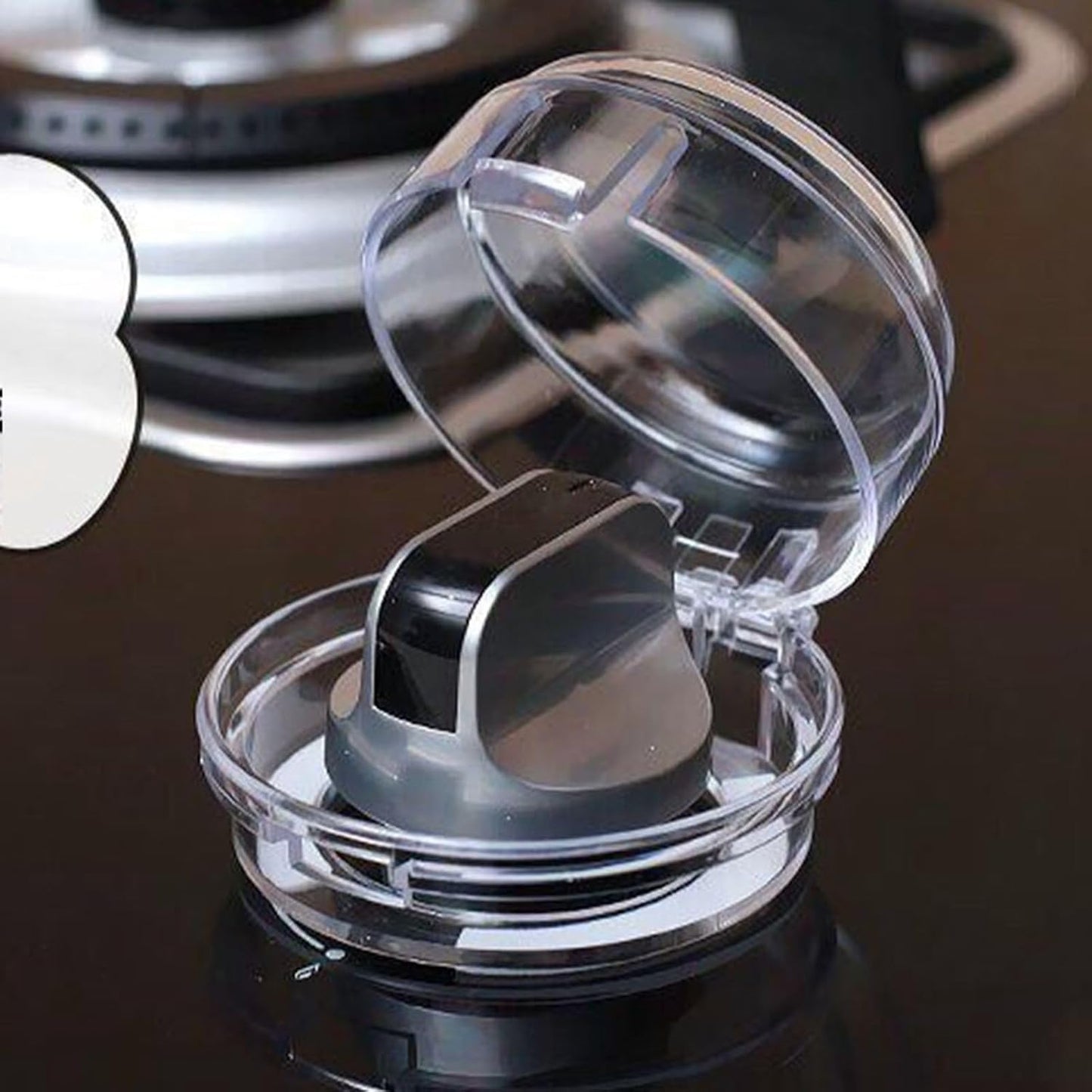 Gas Stove Knob Covers for Child Safety Clear Lock Protector Oven Knobs with Strong Adhesive Toddler Protection Safety, Baby Proof Locks Universal Home Kitchen(Pack of 2)