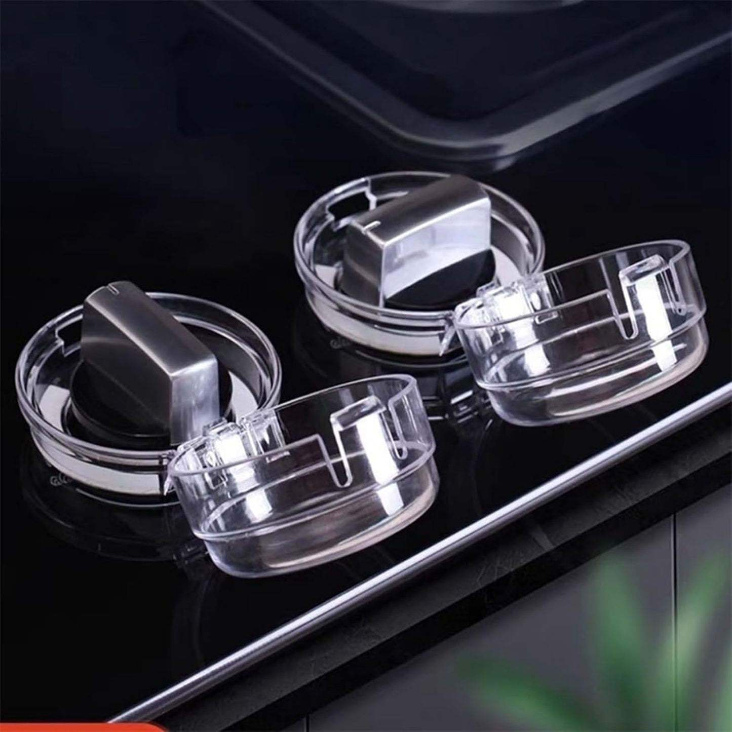 Gas Stove Knob Covers for Child Safety Clear Lock Protector Oven Knobs with Strong Adhesive Toddler Protection Safety, Baby Proof Locks Universal Home Kitchen(Pack of 2)