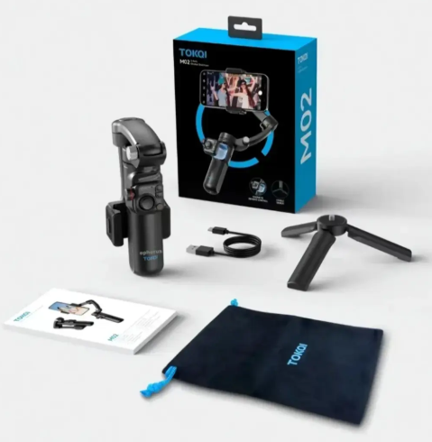 TOK_QI M02 3-Axis Handheld Gimbal Stabilizer Cell Phone Selfie Tripod with Detachable Remote for iPhone Android Smartphone, Black (M02)