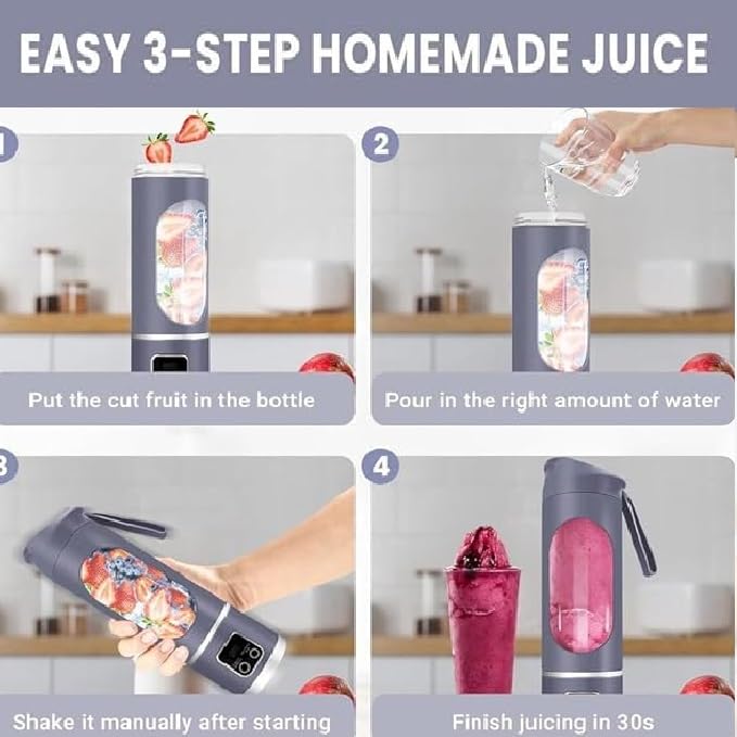 Portable Juicer Mixer Blender for Juices, Smoothies, Cold Coffee, Rechargeable 10 Blades Bottle Juicer Smoothie Maker, Fruits Mixer Grinder for Home, Office, Gym, Travel, 450ML