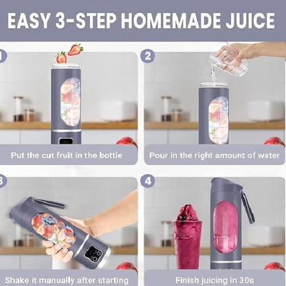 Portable Juicer Mixer Blender for Juices, Smoothies, Cold Coffee, Rechargeable 10 Blades Bottle Juicer Smoothie Maker, Fruits Mixer Grinder for Home, Office, Gym, Travel, 450ML