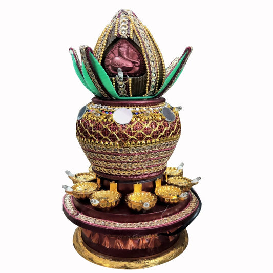 Kalash Design Festival Diya Light Decorative Lamp Electric Deep | 16 LED's | Revolving Lamp
