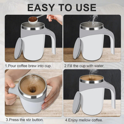 Self Stirring Magnetic Coffee Mug | Automatic Self Stirring Coffee Mug with Stainless Steel Inner | Automatic Stirring Mug for Coffee, Milk, Cocoa & Drinks