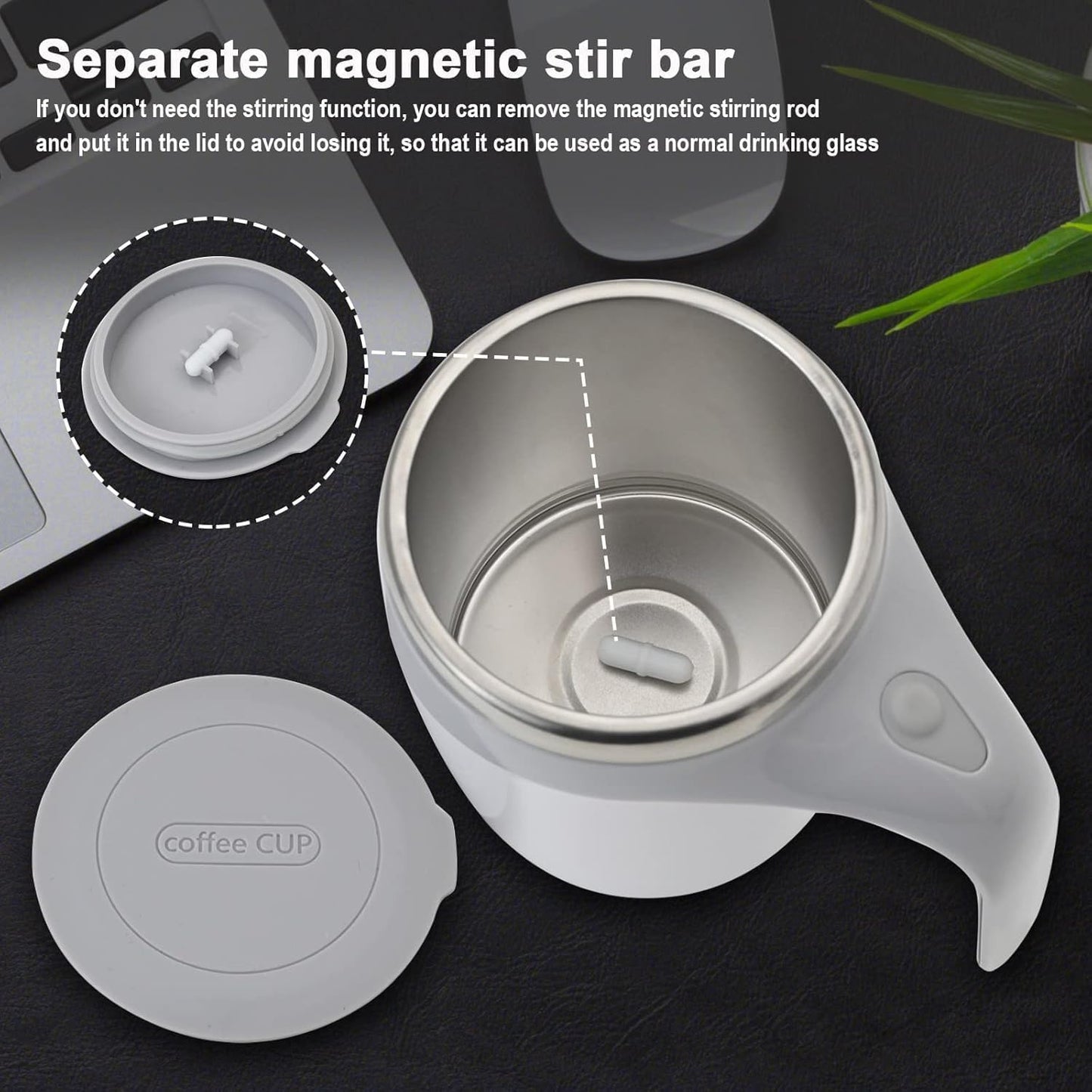 Self Stirring Magnetic Coffee Mug | Automatic Self Stirring Coffee Mug with Stainless Steel Inner | Automatic Stirring Mug for Coffee, Milk, Cocoa & Drinks