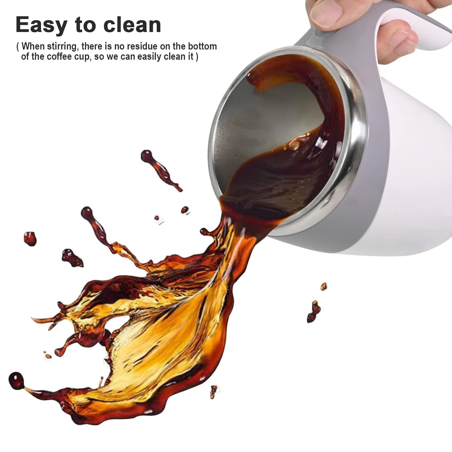 Self Stirring Magnetic Coffee Mug | Automatic Self Stirring Coffee Mug with Stainless Steel Inner | Automatic Stirring Mug for Coffee, Milk, Cocoa & Drinks