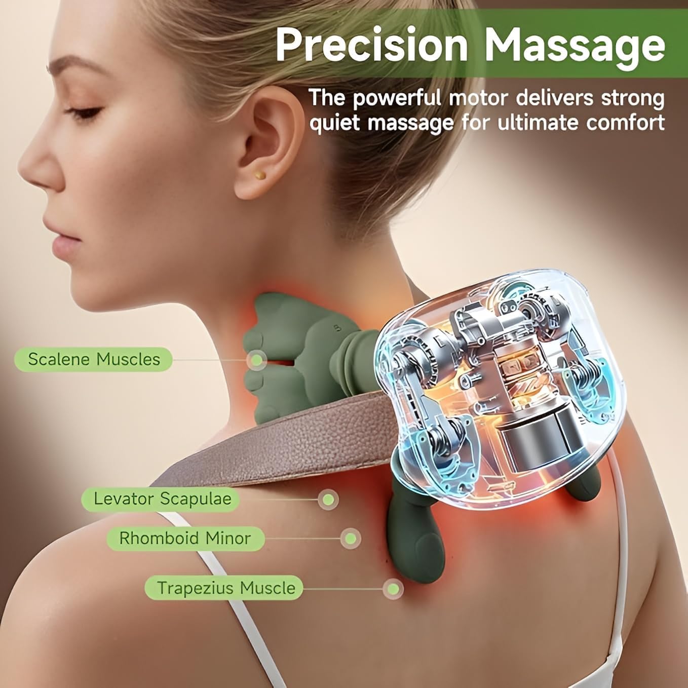 Heated Massager, Wireless Portable Neck and Back Massager, Electric Deep Tissue 4D Kneading Massage, Simulated Human Hand Design for Pain Relief and Muscle Relax