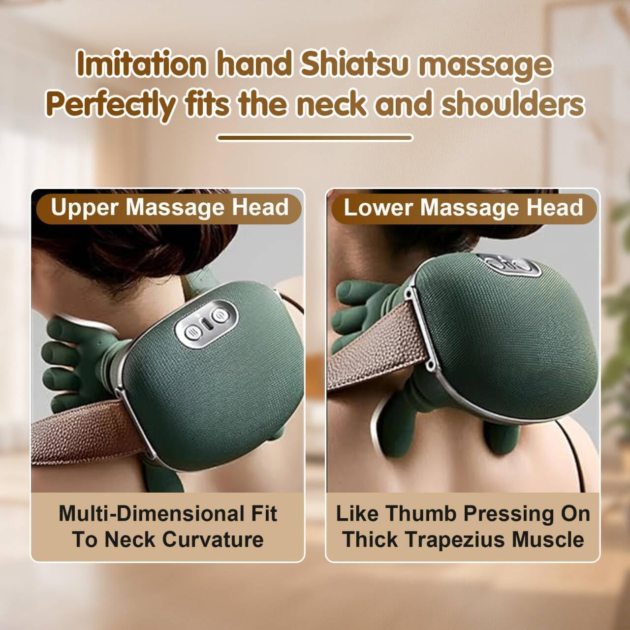 Heated Massager, Wireless Portable Neck and Back Massager, Electric Deep Tissue 4D Kneading Massage, Simulated Human Hand Design for Pain Relief and Muscle Relax