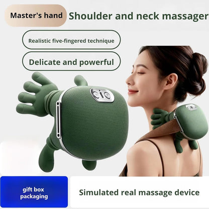 Heated Massager, Wireless Portable Neck and Back Massager, Electric Deep Tissue 4D Kneading Massage, Simulated Human Hand Design for Pain Relief and Muscle Relax
