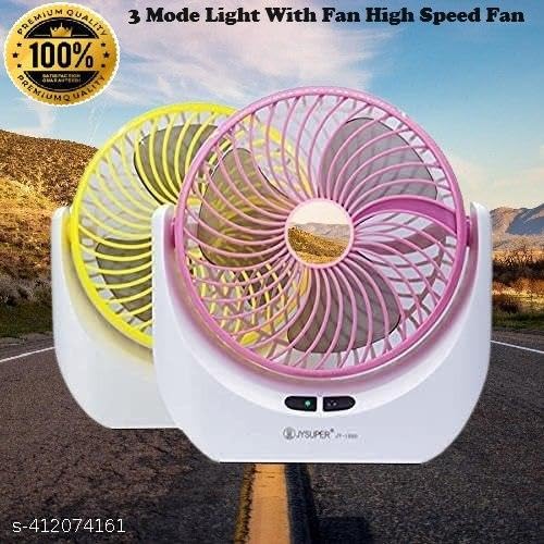 JY Super Fan JY-1880 Powerful Rechargeable Table Fan with LED Light for Home Office Desk Fan Table Fan for Home (Multicolor)