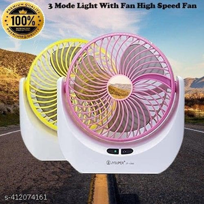 JY Super Fan JY-1880 Powerful Rechargeable Table Fan with LED Light for Home Office Desk Fan Table Fan for Home (Multicolor)
