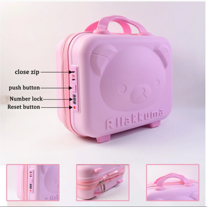 3-Digit Number Lock Kids Bear-Shaped Hard Shell Storage Carry Case with Handle