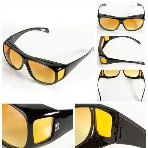 HD Vision Day & Night Unisex Goggles Polarized Sunglasses Men And Women 100% UV Protection Driving All Bikes and Car Anti-Glare Glasses Combo Pack of 2 (Yellow And Black, Large Size)