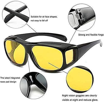 HD Vision Day & Night Unisex Goggles Polarized Sunglasses Men And Women 100% UV Protection Driving All Bikes and Car Anti-Glare Glasses Combo Pack of 2 (Yellow And Black, Large Size)