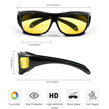 HD Vision Day & Night Unisex Goggles Polarized Sunglasses Men And Women 100% UV Protection Driving All Bikes and Car Anti-Glare Glasses Combo Pack of 2 (Yellow And Black, Large Size)