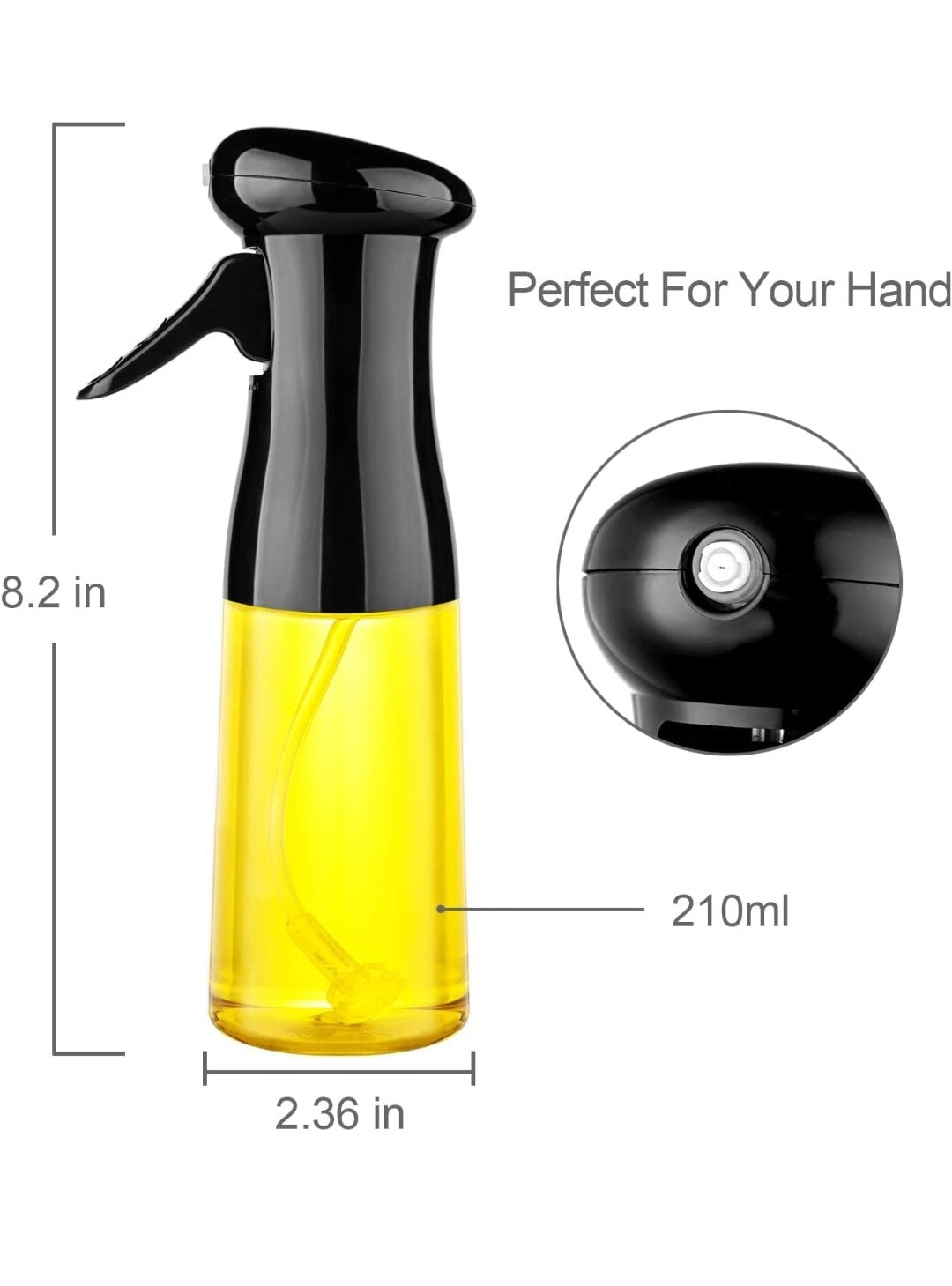 Oil Sprayer for Cooking, 210ml Glass Oil Dispenser Bottle Spray Mister, Refillable Food Grade Oil Vinegar Spritzer Sprayer Bottles for Kitchen.