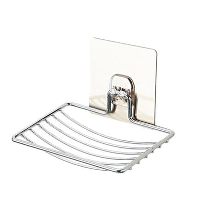Soap Dish Holder Self Adhesive Wall Mounted Soap Sponge Holder Stainless Steel Storage Saver Rack for Home Kitchen Bathroom Shower