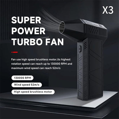 Powerful Mini Turbo Fan,Brushless Motor Mini Turbo Jet Fan 130000RPM,Portable X3 Turbo Fan Blower, Turbo High-speed Motor Fan,Rechargeable