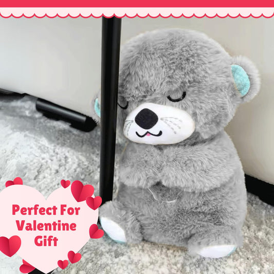 Breathing Teddy Otter Glowing Music for Baby Sensory Sleep Lights Rhythmic Simulation Plush for Babies Kids Soothing Sound and Décor Item Specialy for Valentine Gift