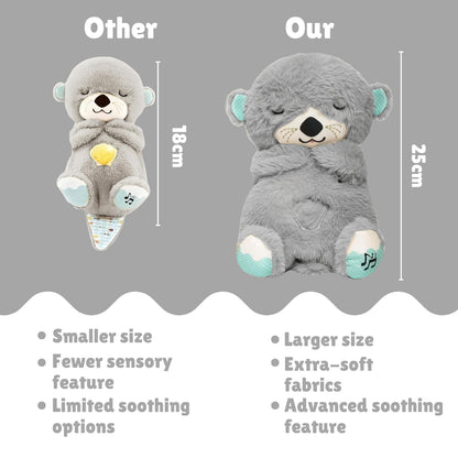 Breathing Teddy Otter Glowing Music for Baby Sensory Sleep Lights Rhythmic Simulation Plush for Babies Kids Soothing Sound and Décor Item Specialy for Valentine Gift