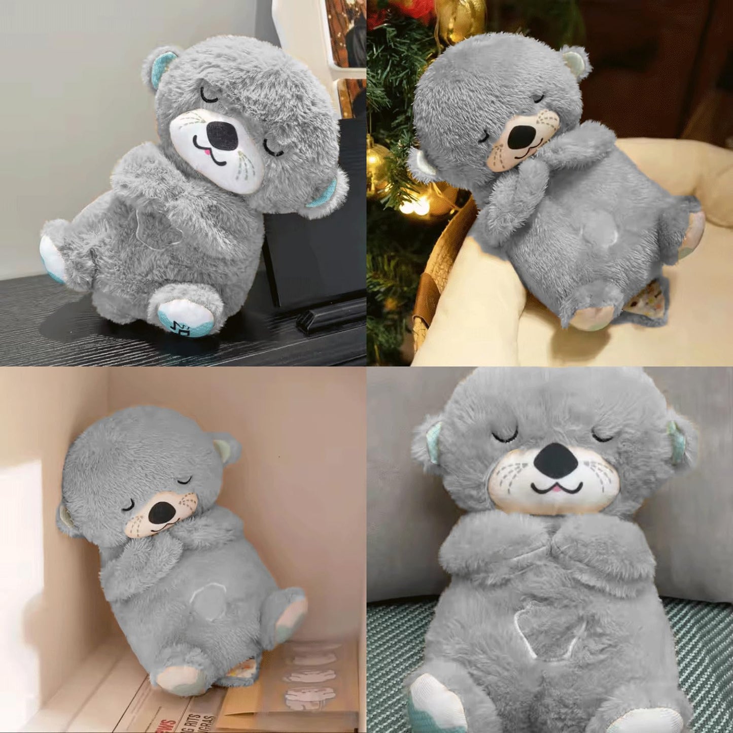 Breathing Teddy Otter Glowing Music for Baby Sensory Sleep Lights Rhythmic Simulation Plush for Babies Kids Soothing Sound and Décor Item Specialy for Valentine Gift