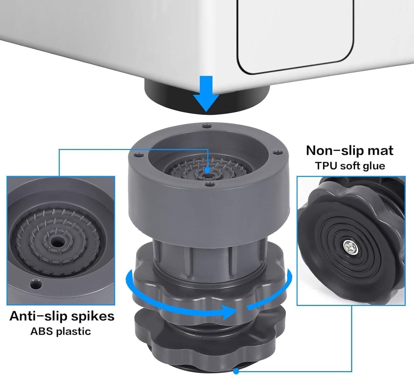 Dryer Anti Vibration Pads, Refrigerator Stand, Washing Machine Stand, Height Adjustment Stand, Fridge Stand & Furniture Base Stand (Pack of 4)