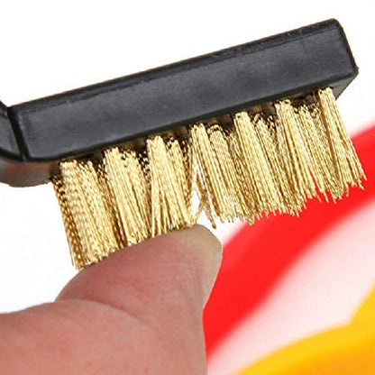 Set of 3 Pc Mini Wire Brush Cleaning Tool Kit Brass, Nylon, Stainless Steel Bristles, Gas Cleaning Brushes Iron Nylon Copper Wire for Car Kitchen Gas Stove Cleaning Tool