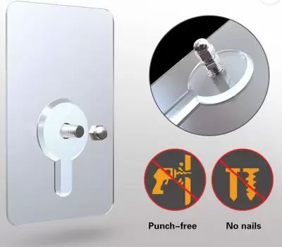 Punch-Free Non-Marking Screw Stickers Wall Picture Hook, Sticker Wall Mounted Hook- Pack of 5