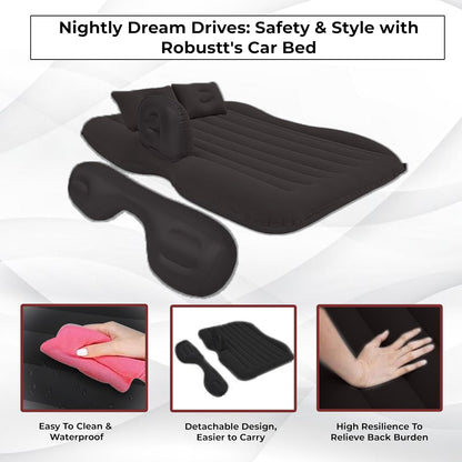 Car Inflatable Bed with Pump & 2 Air Pillow|Quick Inflatable Back Seat Bed|Car Inflatable Mattress|Car Bed Mattress|Car Bed For Kids,Travel,Trip,Camping,Picnic,Pool & Beach|Universal Fit|