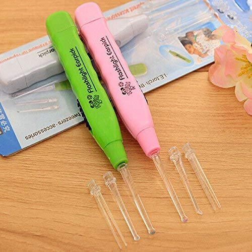 LED Flashlight Earpick for Ear wax remover and cleaner, Ear cleaning tools for kids and adults (Pack of-2, Multicolor)
