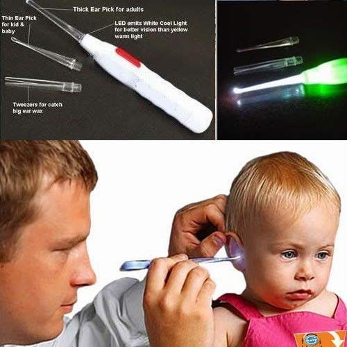LED Flashlight Earpick for Ear wax remover and cleaner, Ear cleaning tools for kids and adults (Pack of-2, Multicolor)