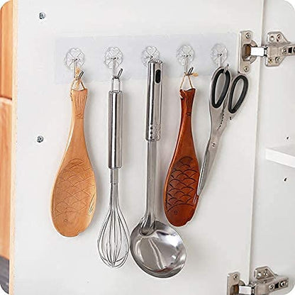 Pack of 10 Transparent Strong Self Adhesive Door Wall Hangers Hooks Suction Waterproof Flower Plastic Strong Rack Sticky Sucker Heavy Load Rack Cup Sucker for Kitchen and Bathroom (10)