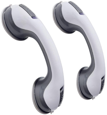 12' Portable Grab Bars for Bathroom,Ultra Grip Dual Locking Shower Handles for Elderly,Safety Suction Grab Bars for Shower,Balance Assit Hand Rail Support,Injury,Senior,Kids(Gray, 12"-Pack of 1)