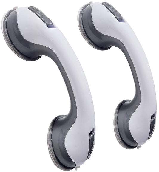 12' Portable Grab Bars for Bathroom,Ultra Grip Dual Locking Shower Handles for Elderly,Safety Suction Grab Bars for Shower,Balance Assit Hand Rail Support,Injury,Senior,Kids(Gray, 12"-Pack of 1)