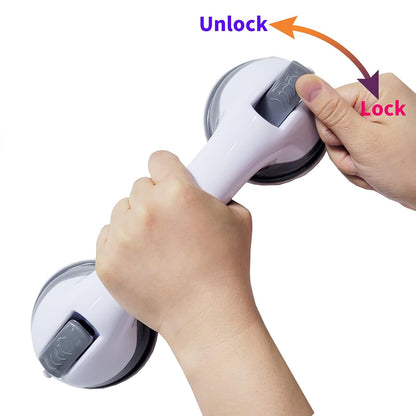 12' Portable Grab Bars for Bathroom,Ultra Grip Dual Locking Shower Handles for Elderly,Safety Suction Grab Bars for Shower,Balance Assit Hand Rail Support,Injury,Senior,Kids(Gray, 12"-Pack of 1)
