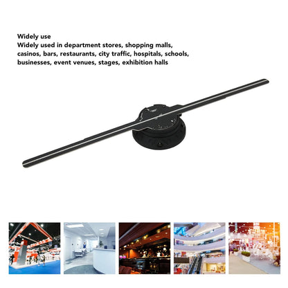 LED Holographic Fan, 3D Hologram Advertising Machine WiFi Control 234 LED Beads 512x234P Resolution for Party for Android for iOS for Shop (EU Plug)