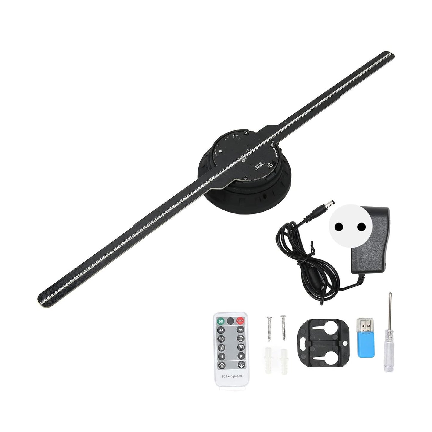 LED Holographic Fan, 3D Hologram Advertising Machine WiFi Control 234 LED Beads 512x234P Resolution for Party for Android for iOS for Shop (EU Plug)