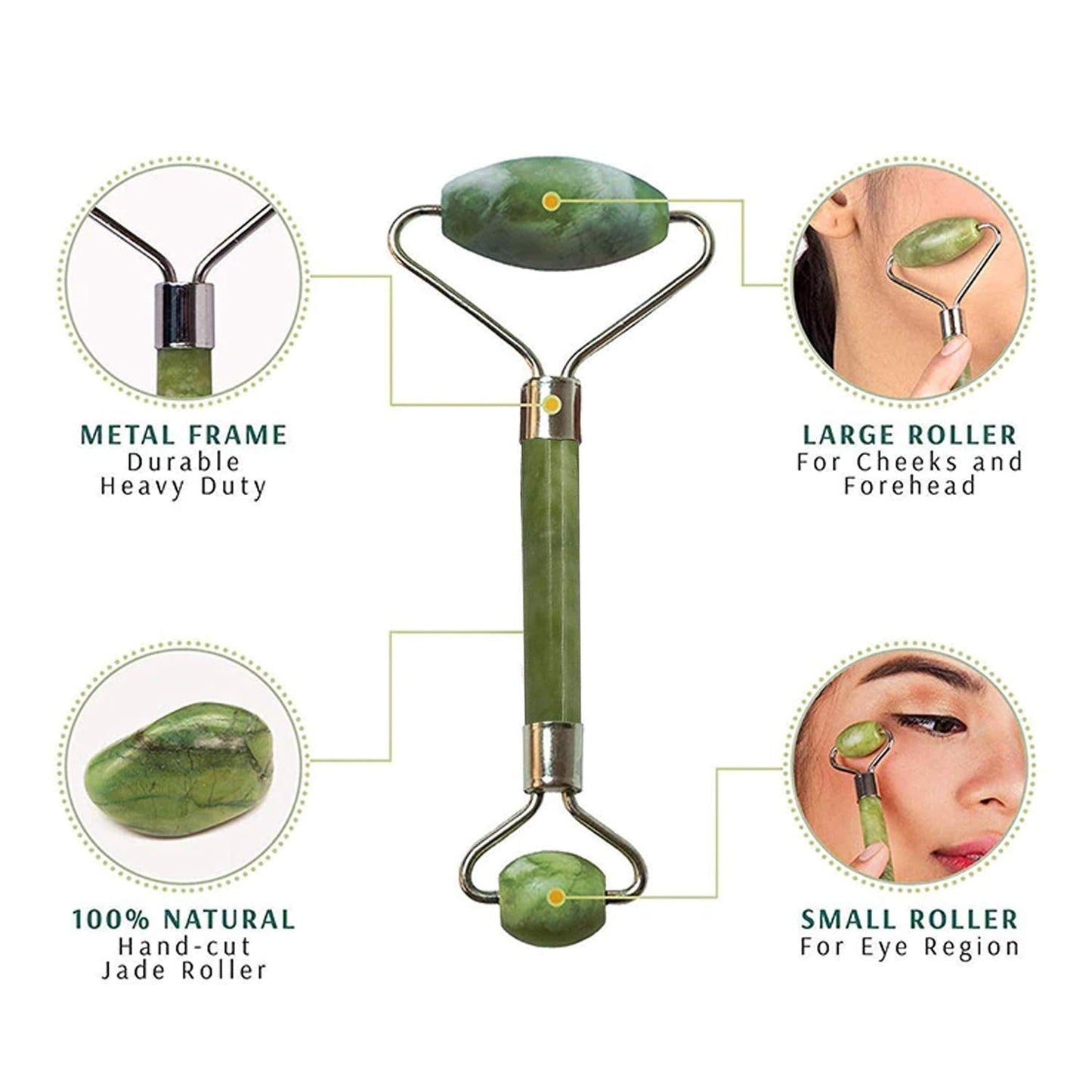 Smooth Face Massager For Women & Face Roller Natural Face Roller Massager Jade Stone with Gua Sha Tool For Face Eye Massager Neck Foot Face Roller For Women Tool Facial Roller (green Shade)