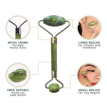 Smooth Face Massager For Women & Face Roller Natural Face Roller Massager Jade Stone with Gua Sha Tool For Face Eye Massager Neck Foot Face Roller For Women Tool Facial Roller (green Shade)