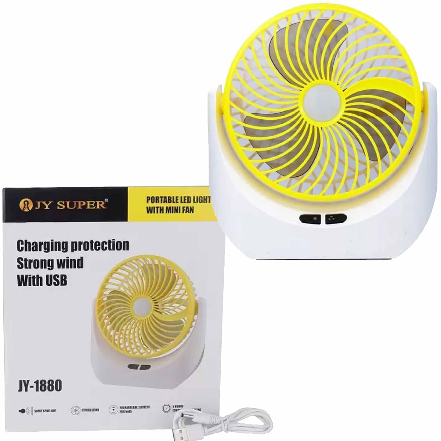 Table Fan, Small Portable Desktop Fan with 21 SMD Light Strong Wind, Quiet Operation Personal Mini Fan for Home Office Bedroom Kitchen Table and Desktop USB Fan Assoretd Colour (JY-1880 Fan23)