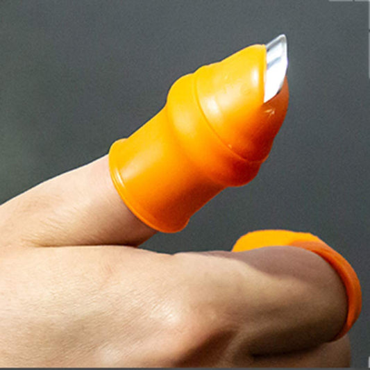 Silicone Thumb Knife with Stainless Steel Blade Fruit Vegetable Picking Thumb Knife Set | Portable Knife Garden Tools - Orange, 1 Pair