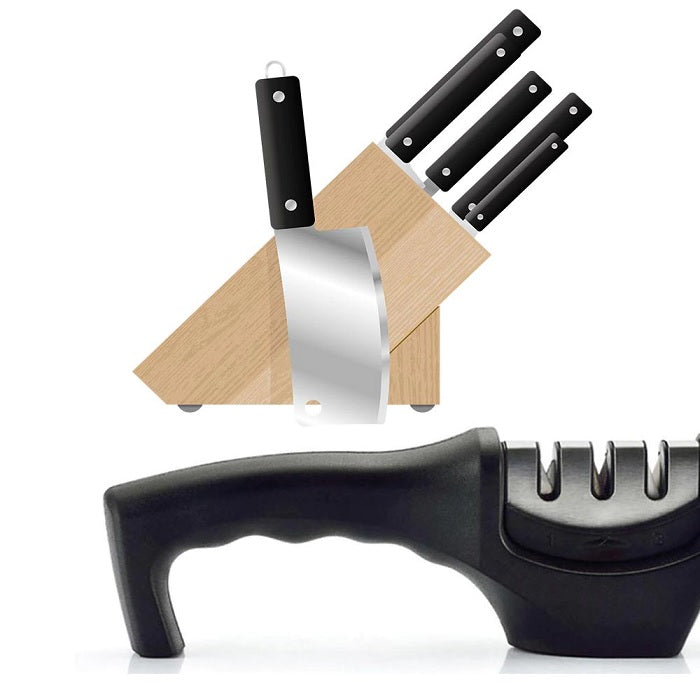 Knife Sharpener/Kitchen Manual Knife Sharpener 3 Stage Sharpening Tools for Ceramic Steel and Knives