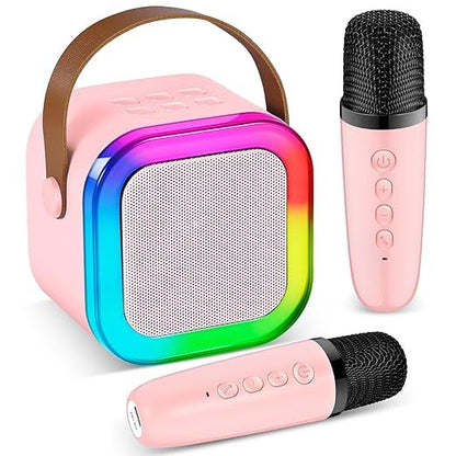 2 Mike Bluetooth Speaker with Karaoke Mic System for Home Singing Magic Ai Voice Changer Portable Mini Wireless Speaker with Mike