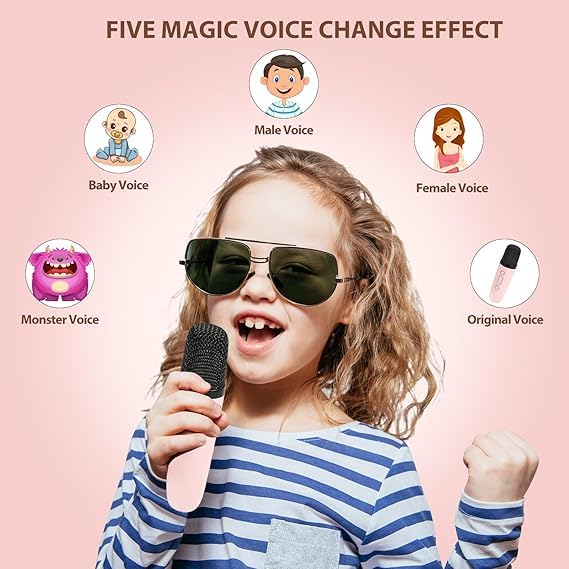 2 Mike Bluetooth Speaker with Karaoke Mic System for Home Singing Magic Ai Voice Changer Portable Mini Wireless Speaker with Mike